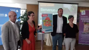 Françoise de Roffignac et Cédric Tranquard (Président de la Chambre d'Agriculture) lors du lancement du site manger17.fr