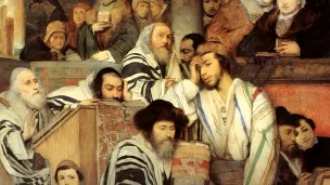 Juifs priant à la Synagogue à Yom Kippour, Maurycy Gottlieb, 1878 ©Wikimédia commons
