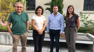 De gauche à droite : Paul Agius, Catherine Fabre, Gwénael Lamarque et Maud Dumont. Photo RCF Bordeaux. 