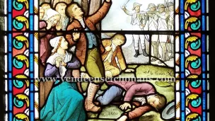 Fusillade d'Avrillé (détail d'un vitrail dans la chapelle des martyrs d'Avrillé) ©vendeensetchouans.com