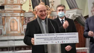 Monseigneur Marceau lors de la remise du prix régional des Rubans du Patrimoine