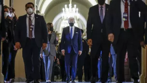 Le président des État-Unis Joe Biden après avoir prononcé son discours marquant le premier anniversaire de l'assaut du Capitole, le 06/01/2022, Washington DC ©POOL / GETTY IMAGES NORTH AMERICA / Getty Images via AFP