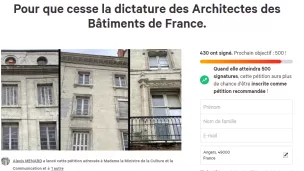 Pétition "Pour que cesse la dictature des architectes des bâtiments de France" sur le site change.org - Capture d'écran