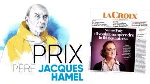 "Samuel Paty – Il voulait comprendre la foi des autres". C’est pour cet article publié dans La Croix que Mickael Corre a reçu le prix Père-Jacques-Hamel 2022 - ©Fédération des médias catholiques (FMC)