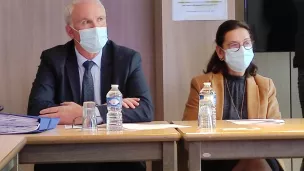 Marc Fleuret, président du Département de l'Indre et Frédérique Mériaudeau, vice-présidente du Département de l'Indre en charge de la santé. © RCF - Hugo Sastre.