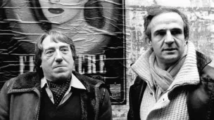 ©  Gamma/Jacques Prayer. Georges Delerue et François Truffaut sur le tournage, à Nice, de "La Nuit américaine" en 1973.