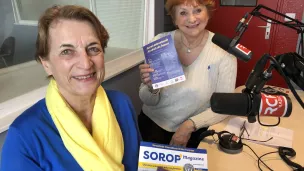 Chantal Ladenburger, présidente du Soroptimist de Metz et Hélène Courson vice-présidente de MiXYtés dans les studios de RCF à Metz