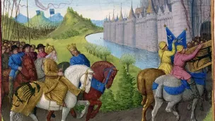 Miniature du XVè siècle Arrivée des Croisés à Constantinople