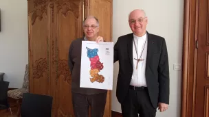 Mgr Le Boulc'h et le Père Thierry Anquetil, vicaire général du diocèse @RCF Manche