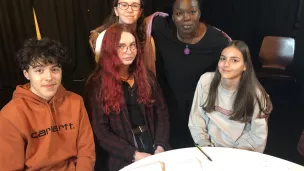 Fatou Diome et les élèves de Jean XXIII