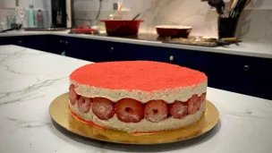 Le délicieux fraisier préparé par Hélène et Stéphanie ! © RCF - Stéphanie Boutevillain.