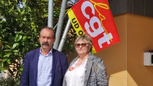 Philippe Martinez, secrétaire général de la CGT et Isabelle Ledoux, secrétaire générale de l'union CGT de l'Orne (®RCF Orne)