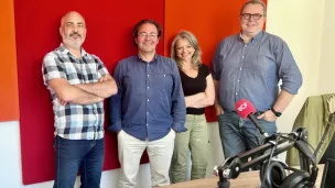 Charles Aivar, Jeff Lubrano, Line Briard et Pierre Lenganey avec au téléphone Nathalie Iris @RCF Orne