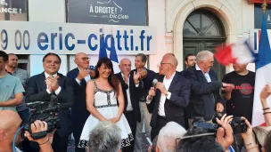 Eric Ciotti et Christelle D'Intorni sur le port de Nice ce 19 juin 2022 - RCF 