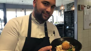 Alexandre Monce nous présente son "Oeuf pané au panko, lard et morilles, émulsion au lard fumé"