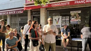 Enzo Giusti et Mireille Damiano, suppléante, font campagne pendant l'entre-deux tours. Photo NUPES 06