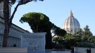 Vue sur la basilique Saint-Pierre depuis le perron des musées du Vatican, ancienne résidence du Pape @Nina Pavan