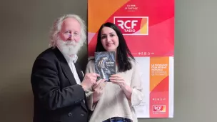 Gilles Laporte avec Céline Righi, dans Ouvrons les Guillemets sur RCF en Lorraine. ©RCF