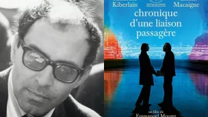 Jean-Luc Godard en 1968 ©Wikimédia Commons ; Affiche du film "Chronique d’une liaison passagère" d'Emmanuel Mouret