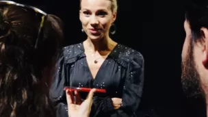 Marion Rousse lors de la présentation de l'événement au Palais des Congrès