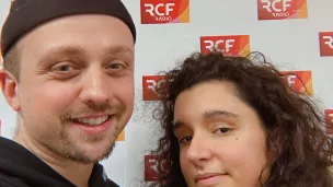 Romain Deschamps et Agathe Denoirjean dans les studios de RCF Isère - Novembre 2022