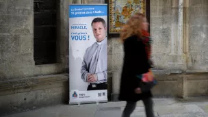 Affiche de campagne pour le denier du culte à Narbonne, le 28/02/2019 ©Léo Pierre / Hans Lucas