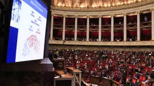 L'hémicycle de l'Assemblée nationale lors du débat sur la réforme des retraites © quentin de Groeve / Hans Lucas