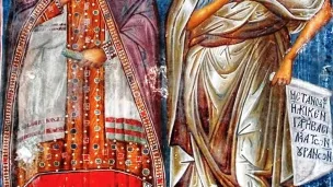 Zacharie et son fils Jean le Baptiste, fresque géorgienne médiévale du monastère de la Croix à Jérusalem. © Wikipedia.