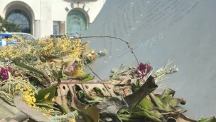 Le 9 mars 2023, un amas de fleurs pourrissait sur le mémorial. (RCF Nice Côte d'Azur - Laura Grondard )