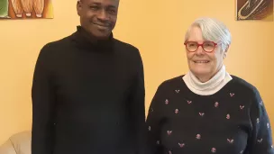 Timothée Kassogué partenaire du CCFD-Terre solidaire et Brigitte Steck, de la délégation diocésaine du Havre 