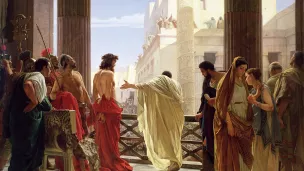 Ecce homo (Voici l'homme !), tableau d'Antonio Ciseri montrant Ponce Pilate présentant Jésus de Nazareth aux habitants de Jérusalem. © Wikipedia.