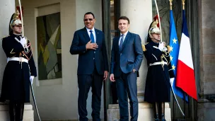 Entretien du Président de la République française Emmanuel Macron avec le Président de la République du Niger Mohamed BAZOUM © Amaury Cornu / Hans Lucas 