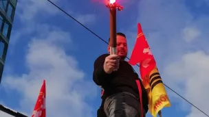 Charly Paillaud lors d'une manifestation contre le réforme des retraites