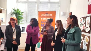 Marylin Terenziani, coordinatrice du pôle Action Femme ; Maty Diouf, adjoint au maire délégué aux droits des femmes ; Jennifer Salles-Barbosa, vice-présidente du CCAS de Nice ; Patricia Valma, Sous-Préfète des Alpes-Maritimes chargée de mission Politique de la Ville et Politiques Sociales. (Photo RCF Nice Côte d'Azur)