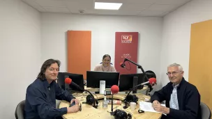 Pierre de Charentenay et Roberto Beltrami dans les studios de ©Dialogue RCF à Marseille