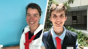 de gauche à droite : Priscilla Vandame, hospitalière, et Louis Rocher, plus jeune hospitalier de Lourdes - © RCF Lyon (Lætitia de Traversay)
