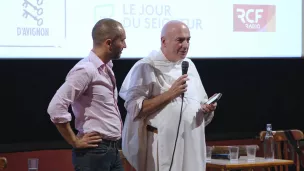 David Milliat et Frère Thierry Hubert présentent le documentaire "La loi de Dieu, la loi des Hommes", au festival d'Avignon, le 17/07/2023 ©Le Jour du Seigneur
