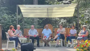 Table ronde en public qu pèlerinage de rentrée de la Bénite Fontaine ©2023, RCF 