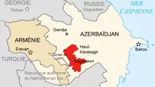 Carte de l'Azerbaïdjan avec le Haut-Karabakh - CC BY-SA 3.0 Bourrichon via Wikimedia Commons