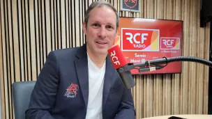 Frédéric Moine, le président du RCSR, dans les studios de RCF à Annecy. RCF Haute-Savoie