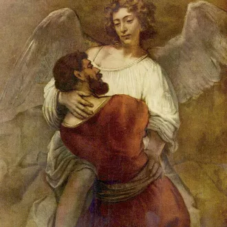 La lutte de Jacob avec l'ange par Rembrandt (1659) ©Wikimédia Commons