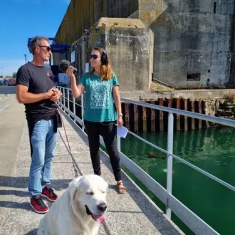 Claire Le Parc avec Jérémie Beyou à Lorient la Base