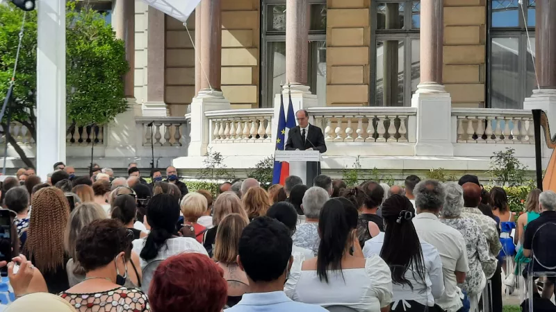 Le Premier ministre, Jean Castex, au Musée Massena à Nice, devant les familles des victimes ce 14 juillet 2021 - Photo: S. C-G. 