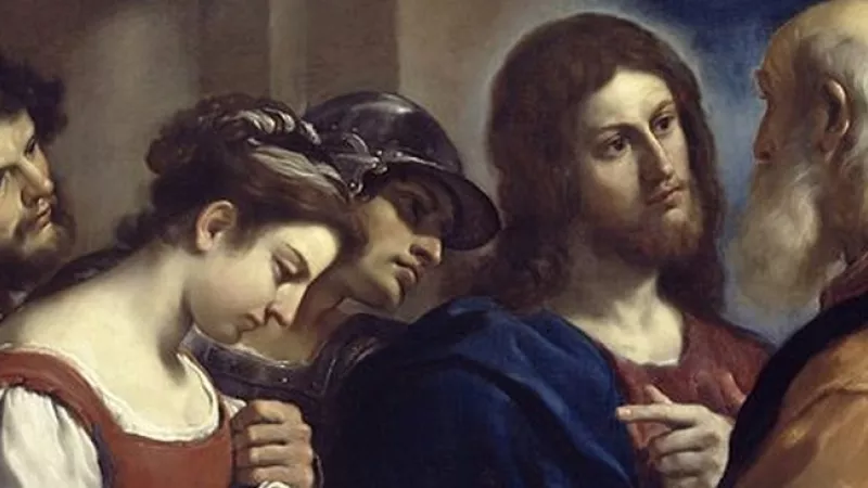 Wikimedia Commons - Jésus et la femme adultère, Guercino, 1621 (Dulwich Picture Gallery).
