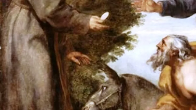 2019 - domaine public - Saint Antoine de Padoue et le miracle eucharistique devant la mule