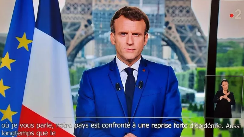 Le Président Emmanuel Macron, le 12 juillet à la télévision. ©RCF Haute-Savoie