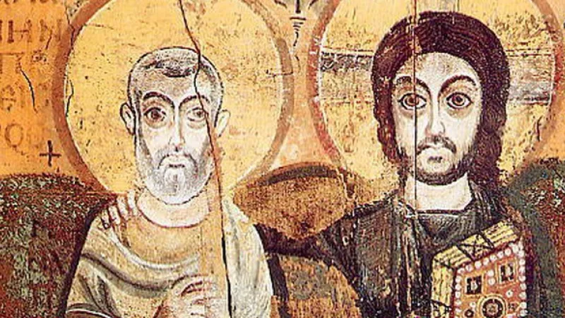Wikimédia Commons - Le Christ Sauveur et l'Abbé Ména. Début du VIIe siècle (Paris, musée du Louvre)