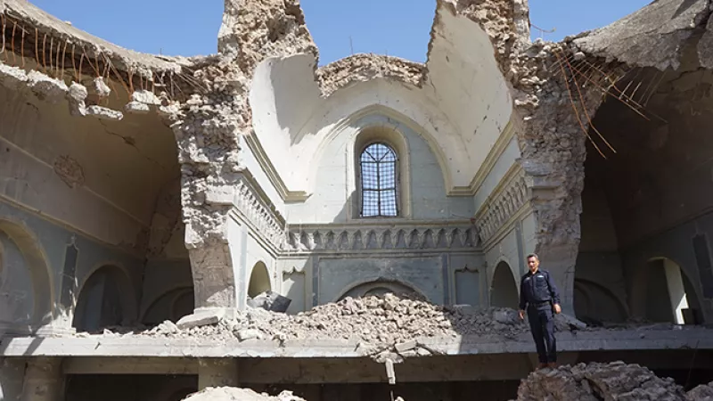 Pascal Maguesyan / MESOPOTAMIA - Avril 2018 : la cathédrale syriaque-catholique al Tahira de Mossoul détruite lors de la bataille de Mossoul (Irak)
