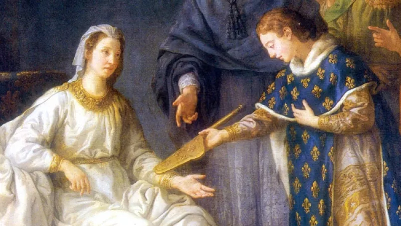 Wikimédia Commons / Saint Louis confiant la régence à sa mère Blanche de Castille, par Joseph-Marie Vien
