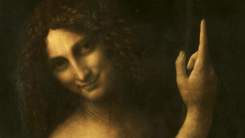 Saint Jean Baptiste par Léonard de Vinci : la mission du prophète est de pointer le doigt vers Jésus (Image Wikimédia Commons)